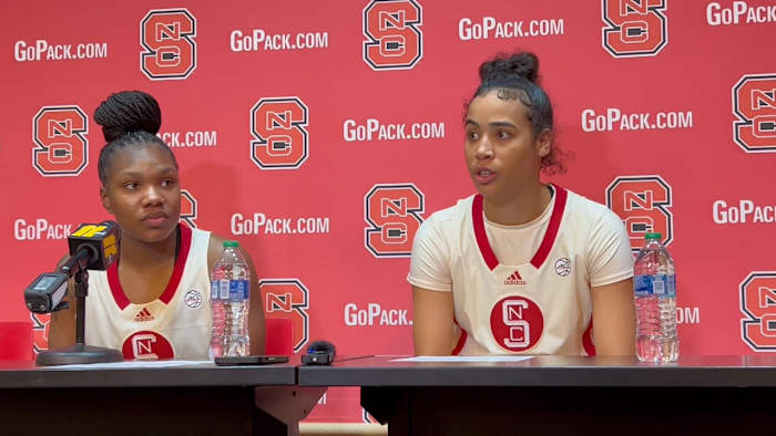NC State's Diamond Johnson and Madison Hayes spoke with the media following the Wolfpack's third ACC win of the season.